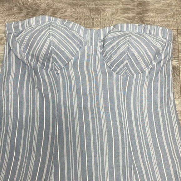 American Eagle Outfitters Blue and White Striped Chambray Strapless Dress XL - Picture 8 of 16